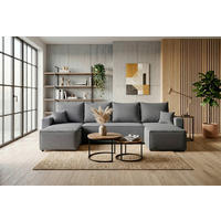 WOHNLANDSCHAFT nicht einzeln stellbar  SONJA-U Anthrazit  - Anthrazit/Schwarz, Design, Kunststoff/Textil (300/85/145cm) - P & B