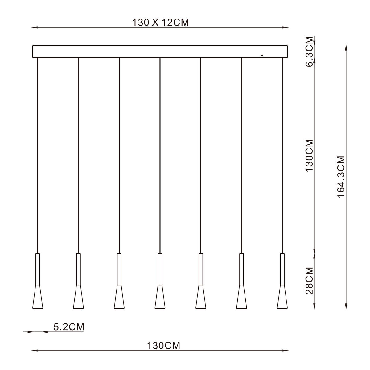LED-PENDELLEUCHTE JOAKIM 12/130/164,3 cm   - Schwarz/Braun, Trend, Metall (12/130/164,3cm) - Lucide