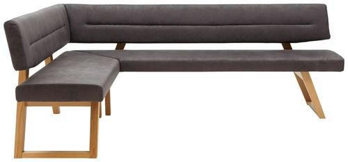 ECKBANK 155/225 cm Mikrofaser Anthrazit, Eichefarben Wildeiche massiv - Eichefarben/Anthrazit, KONVENTIONELL, Holz/Textil (155/225cm) - Dieter Knoll