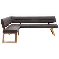 ECKBANK 155/225 cm Mikrofaser Anthrazit, Eichefarben Wildeiche massiv   - Eichefarben/Anthrazit, KONVENTIONELL, Holz/Textil (155/225cm) - Dieter Knoll