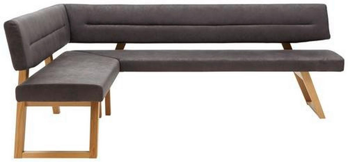 ECKBANK 155/225 cm Mikrofaser Anthrazit, Eichefarben Wildeiche massiv   - Eichefarben/Anthrazit, KONVENTIONELL, Holz/Textil (155/225cm) - Dieter Knoll