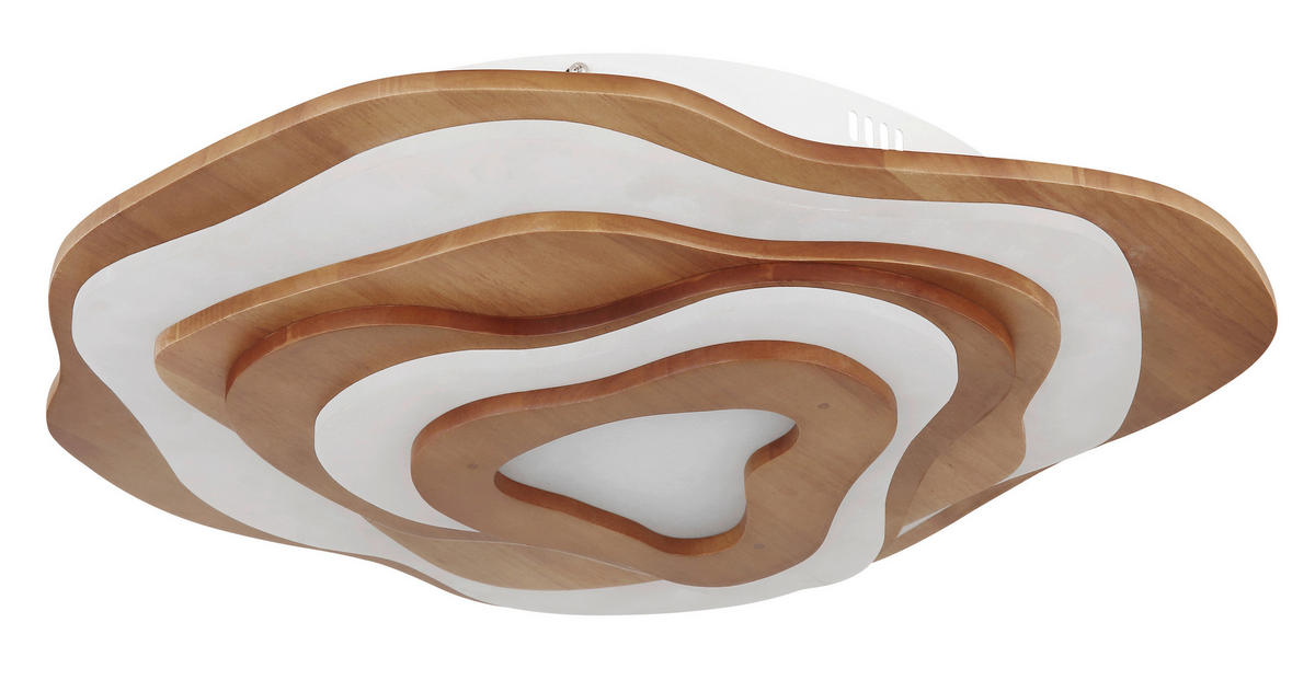 LED-DECKENLEUCHTE 58/50/10 cm   - Dunkelbraun/Opal, Natur, Holz/Kunststoff (58/50/10cm) - Globo