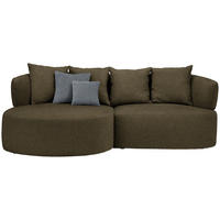 ECKSOFA  in Bouclé Olivgrün  166/235 cm  - Schwarz/Olivgrün, MODERN, Kunststoff/Textil (166/235cm) - Hom`in
