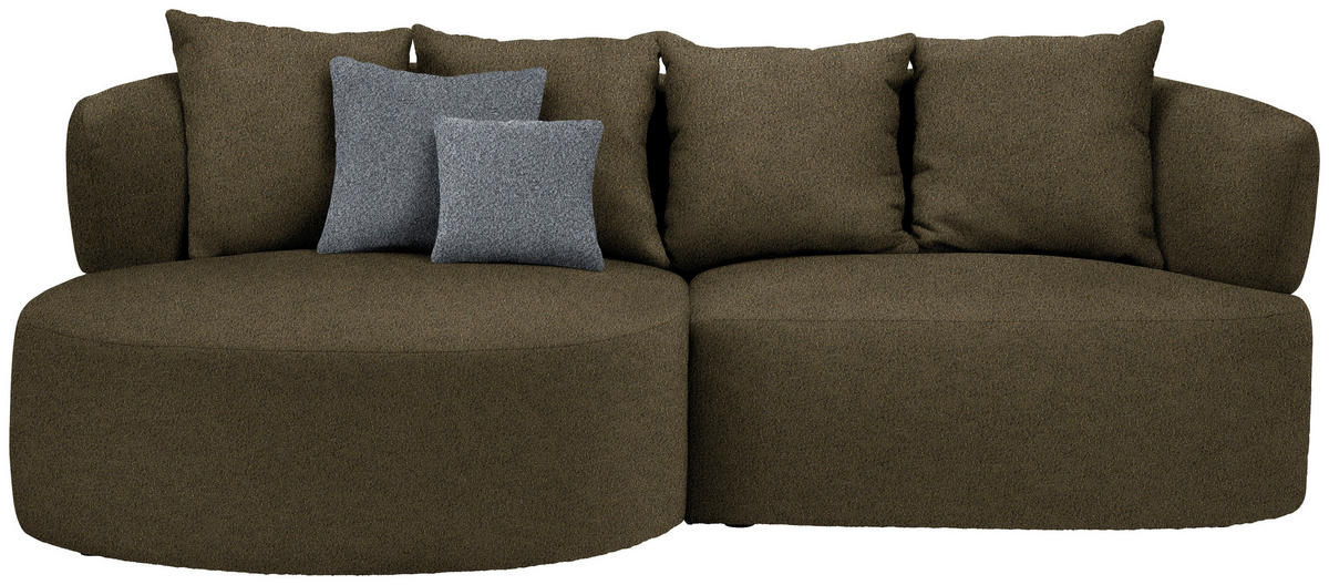ECKSOFA  in Bouclé Olivgrün  166/235 cm  - Schwarz/Olivgrün, MODERN, Kunststoff/Textil (166/235cm) - Hom`in