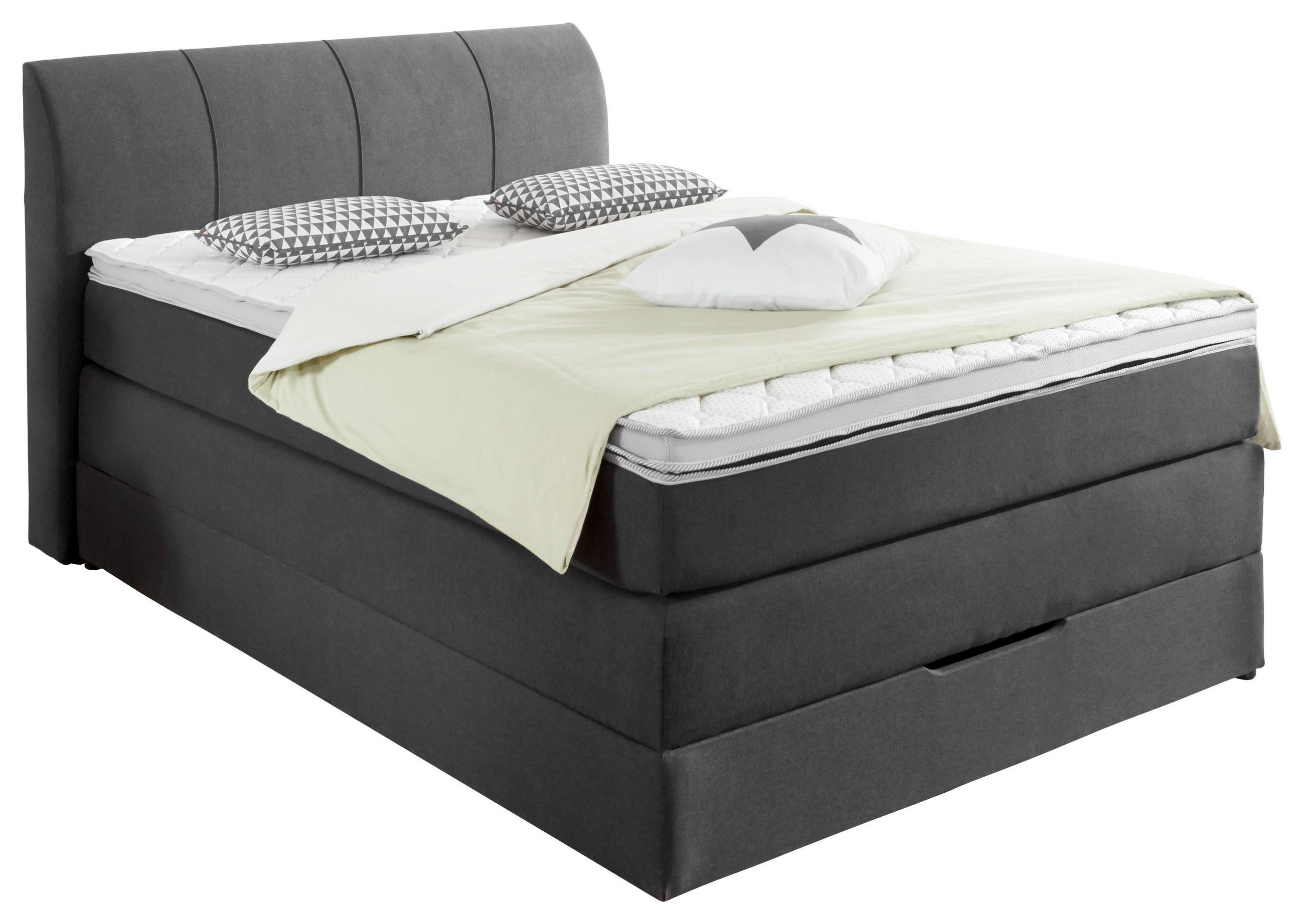 BOXSPRINGBETT 140/200 cm  in Anthrazit  - Anthrazit, KONVENTIONELL, Textil (140/200cm) - Carryhome