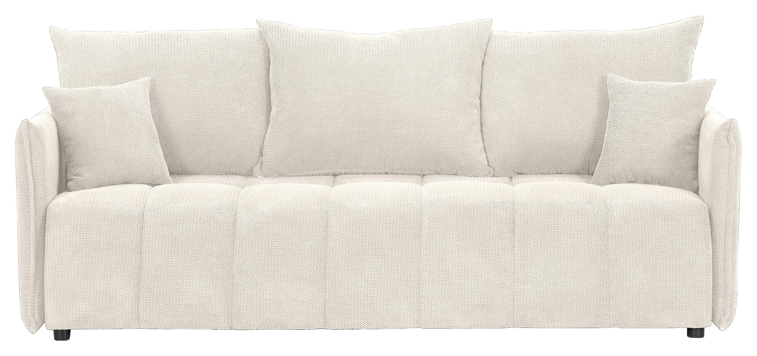 SCHLAFSOFA Plüsch Creme  inkl. Zierkissen, Rückenkissen, Bettkasten, Schlaffunktion, Rücken echt, Liegefläche im Originalstoff  - Creme/Schwarz, KONVENTIONELL, Kunststoff/Textil (200/73/105cm) - Carryhome