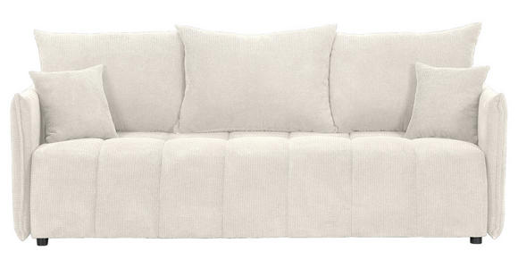 SCHLAFSOFA Plüsch Creme  inkl. Zierkissen, Rückenkissen, Bettkasten, Schlaffunktion, Rücken echt, Liegefläche im Originalstoff  - Creme/Schwarz, KONVENTIONELL, Kunststoff/Textil (200/73/105cm) - Carryhome