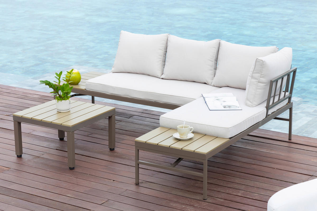 LOUNGEGARNITUR  215/154,5 cm  Stahl  - Braun/Grau, MODERN, Kunststoff/Textil (215/154,5cm) - Luca Bessoni