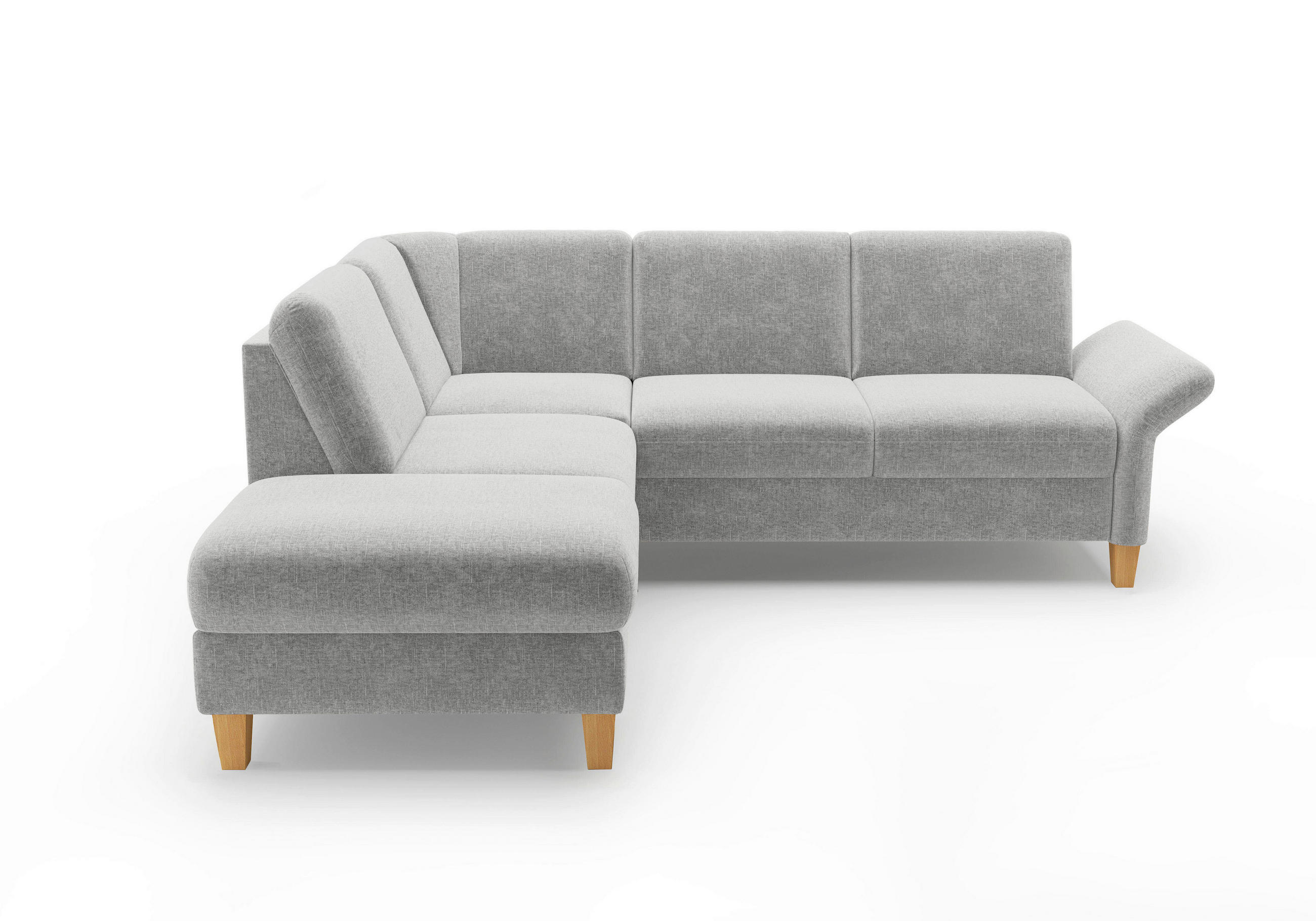 ECKSOFA ROCHELLE E Hellgrau Flachgewebe  - Eichefarben/Hellgrau, KONVENTIONELL, Holz/Textil (216/240cm) - Sit & More
