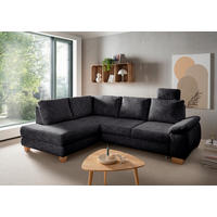 ECKSCHLAFSOFA Struktur Schwarz  - Wildeiche/Schwarz, MODERN, Holz/Textil (206/265cm) - Livetastic