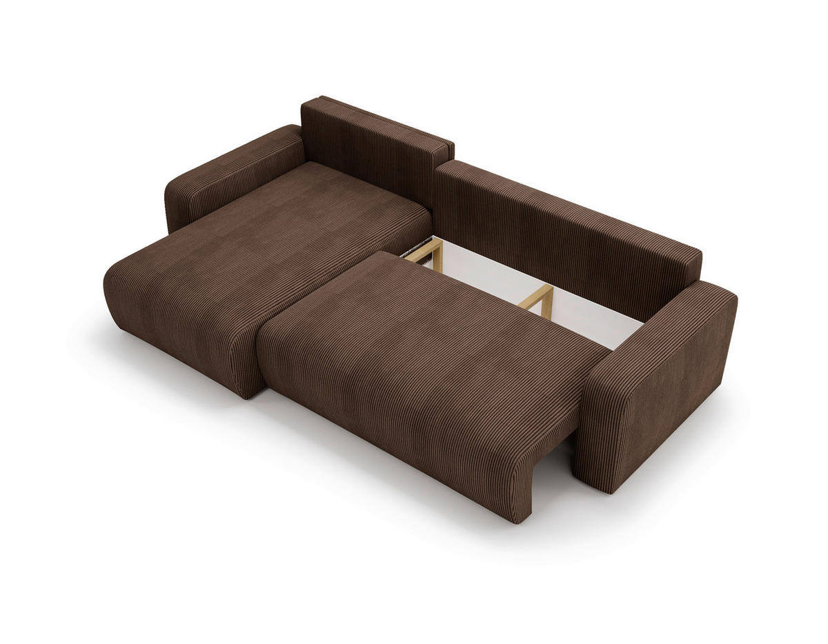 ECKSOFA Braun Cord  - Schwarz/Braun, MODERN, Kunststoff/Textil (150/245cm) - Carryhome