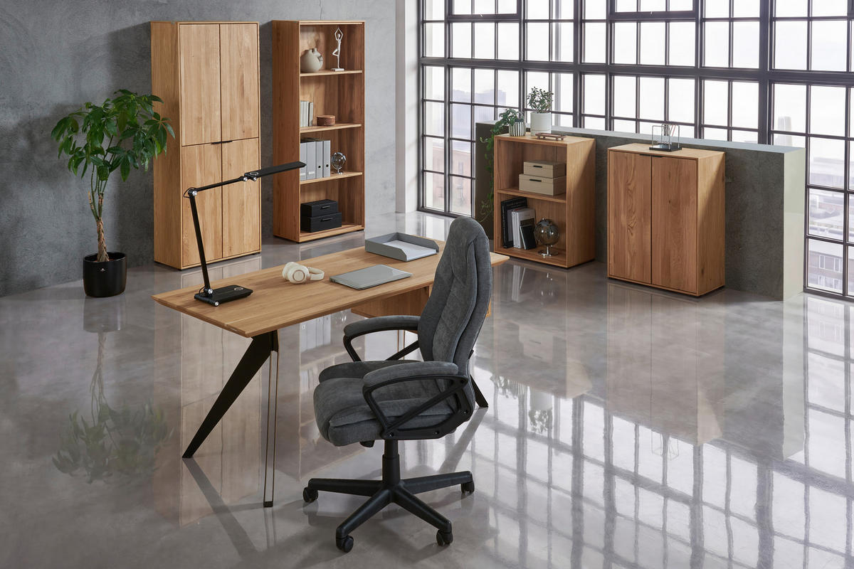 SCHREIBTISCH 160/70/75 cm  in Wildeiche  - Wildeiche/Schwarz, Natur, Holz/Metall (160/70/75cm) - Linea Natura