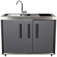 OUTDOORKÜCHE  - Schieferfarben/Edelstahlfarben, Basics, Metall (127/98/62cm)
