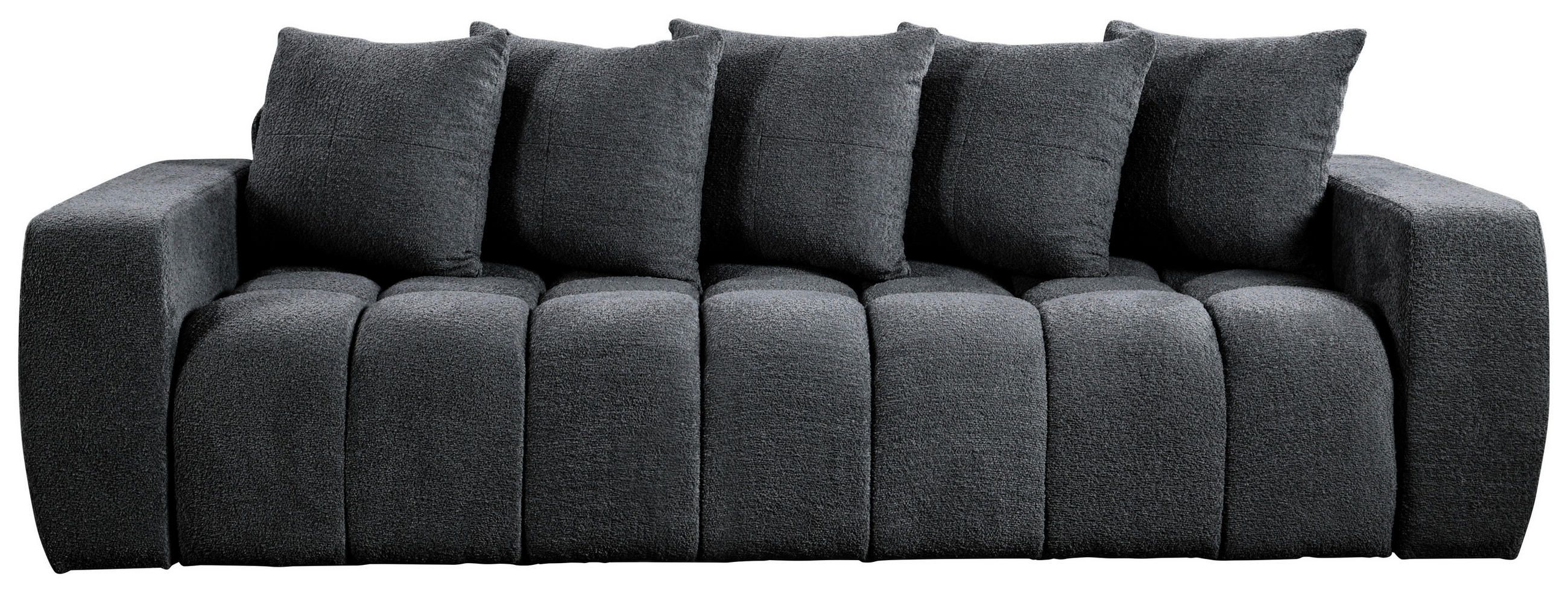 SCHLAFSOFA in Struktur, Bouclé Dunkelgrau  - Dunkelgrau/Schwarz, Basics, Kunststoff/Textil (250/86/140cm) - Livetastic