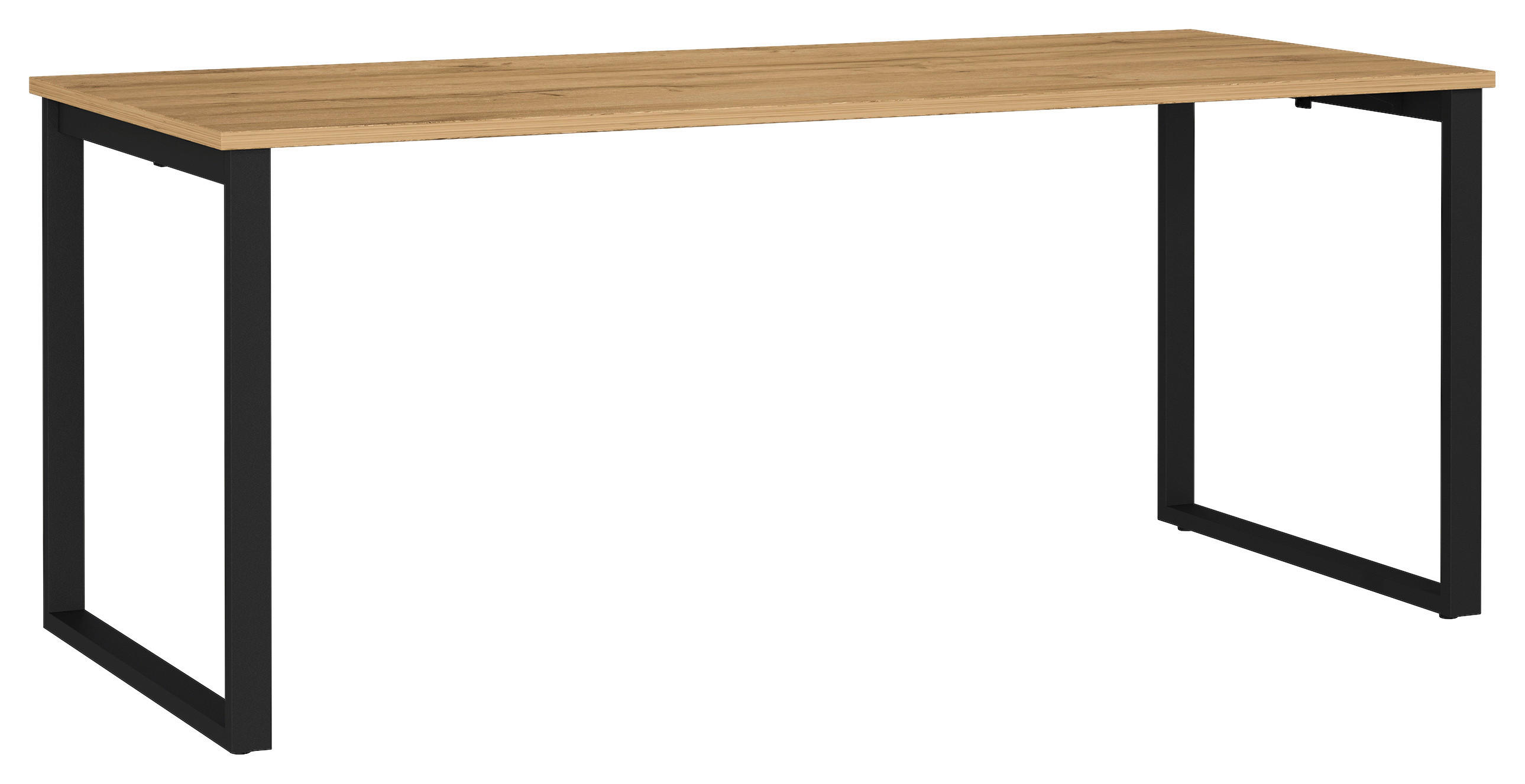 SCHREIBTISCH 180/80/75 cm Schwarz, Eichefarben in verschiedenen Holz-Dekoren erhältlich, justierbare Füße  - Eichefarben/Schwarz, MODERN, Holzwerkstoff/Metall (180/80/75cm) - Novel