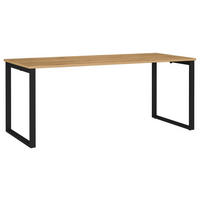 SCHREIBTISCH 180/80/75 cm  in Schwarz, Eichefarben  - Eichefarben/Schwarz, MODERN, Holzwerkstoff/Metall (180/80/75cm) - Novel