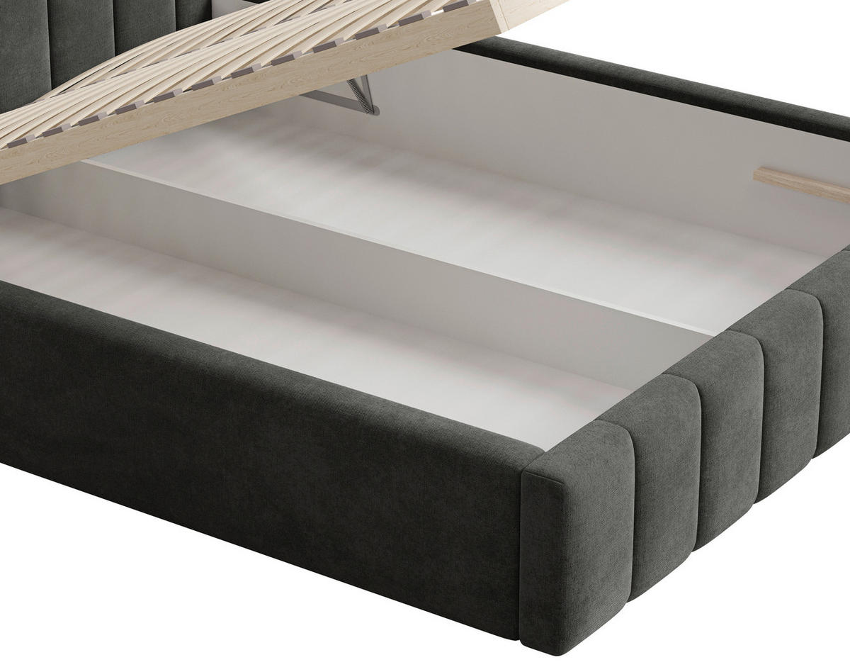POLSTERBETT Lattenrost, Bettkasten Anthrazit 140/200 cm  - Anthrazit/Schwarz, MODERN, Holz/Kunststoff (140/200cm) - MID.YOU