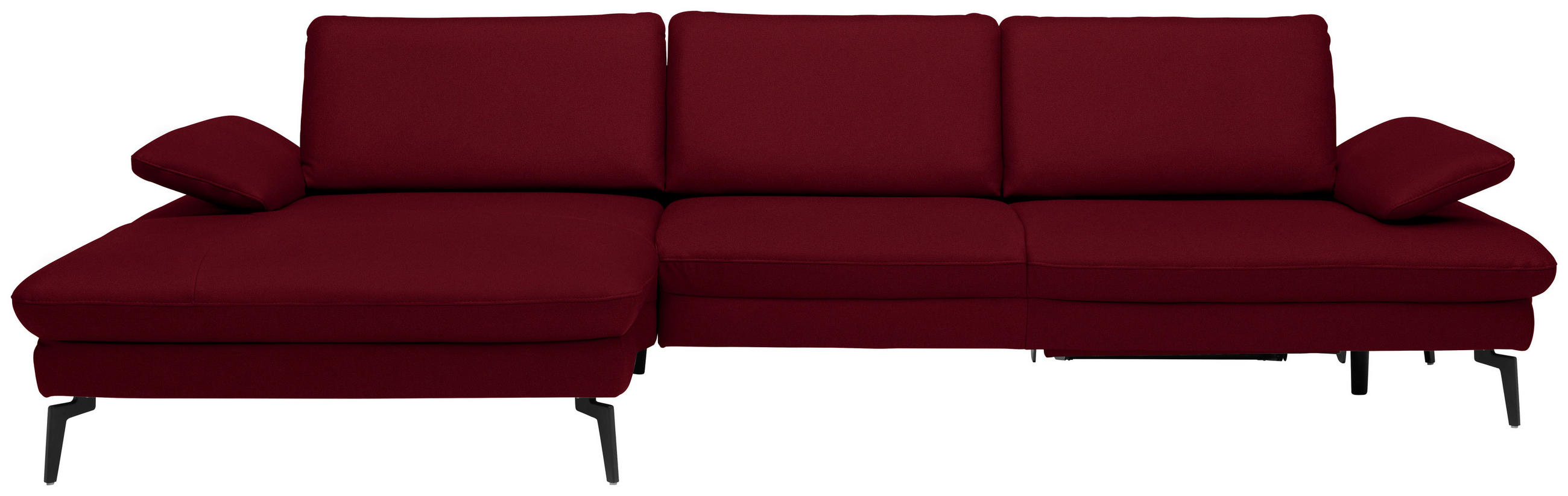 ECKSOFA in Echtleder Dunkelrot  - Schwarz/Dunkelrot, Design, Leder/Metall (157/325cm) - Dieter Knoll
