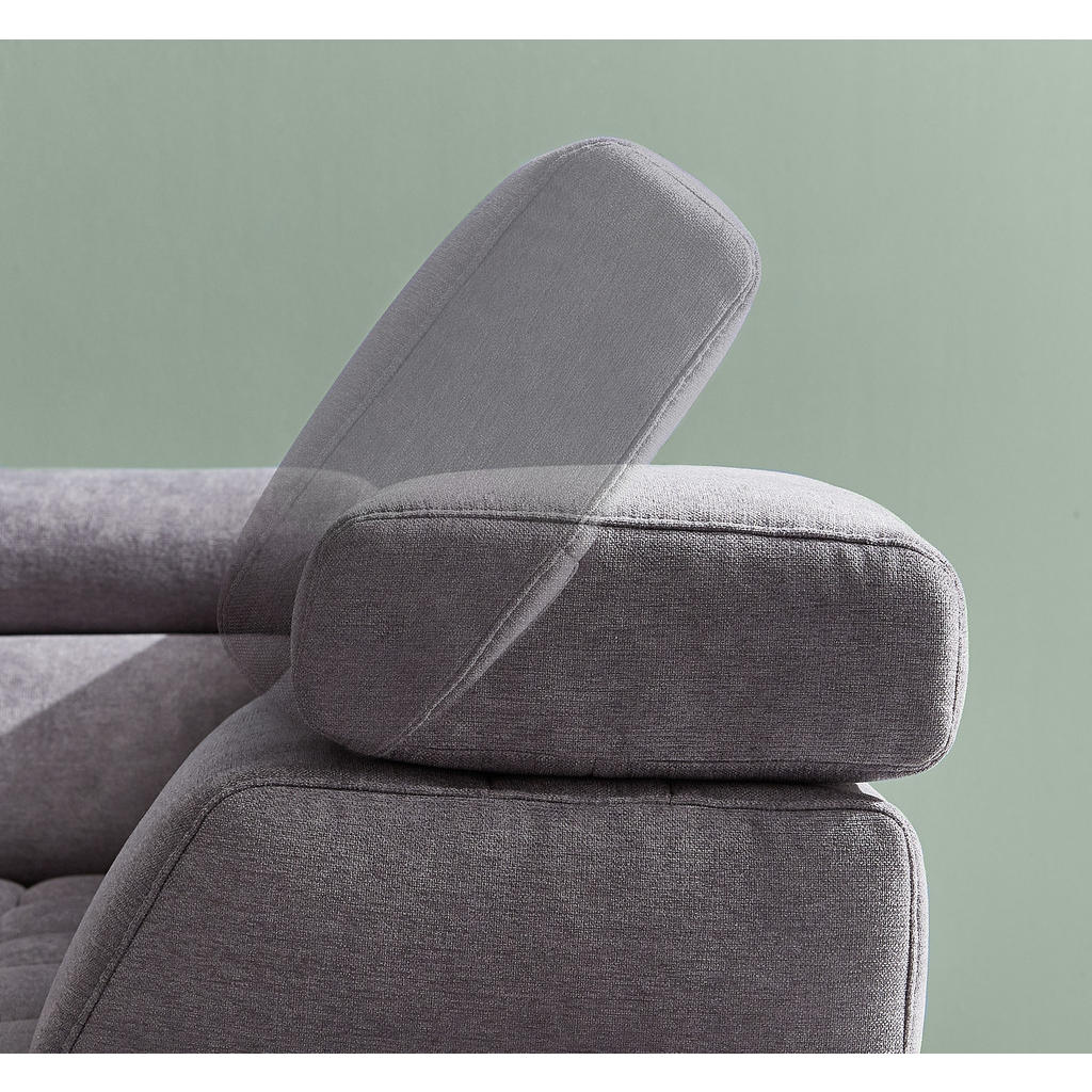 Thumbnail - Beldomo Style Ecksofa, Grau, Textil, Uni, 5-Sitzer, Ottomane rechts, L-Form, 323x222 cm, Goldenes M, erweiterbar, Typena...