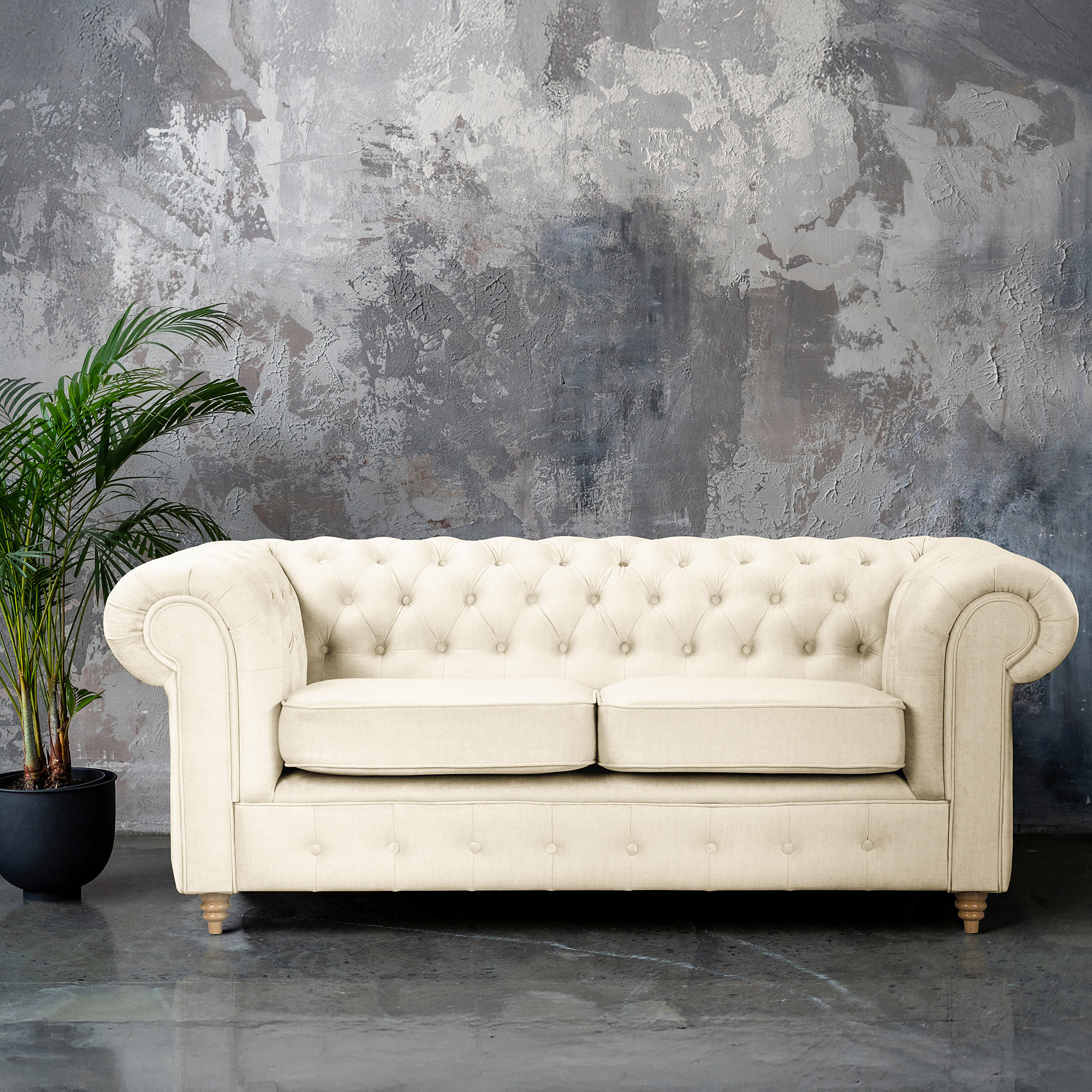 SCHLAFSOFA Mikrofaser Creme Armteil links, Armteil rechts  - Creme/Braun, Design, Holz/Textil (190/74/91cm) - P & B