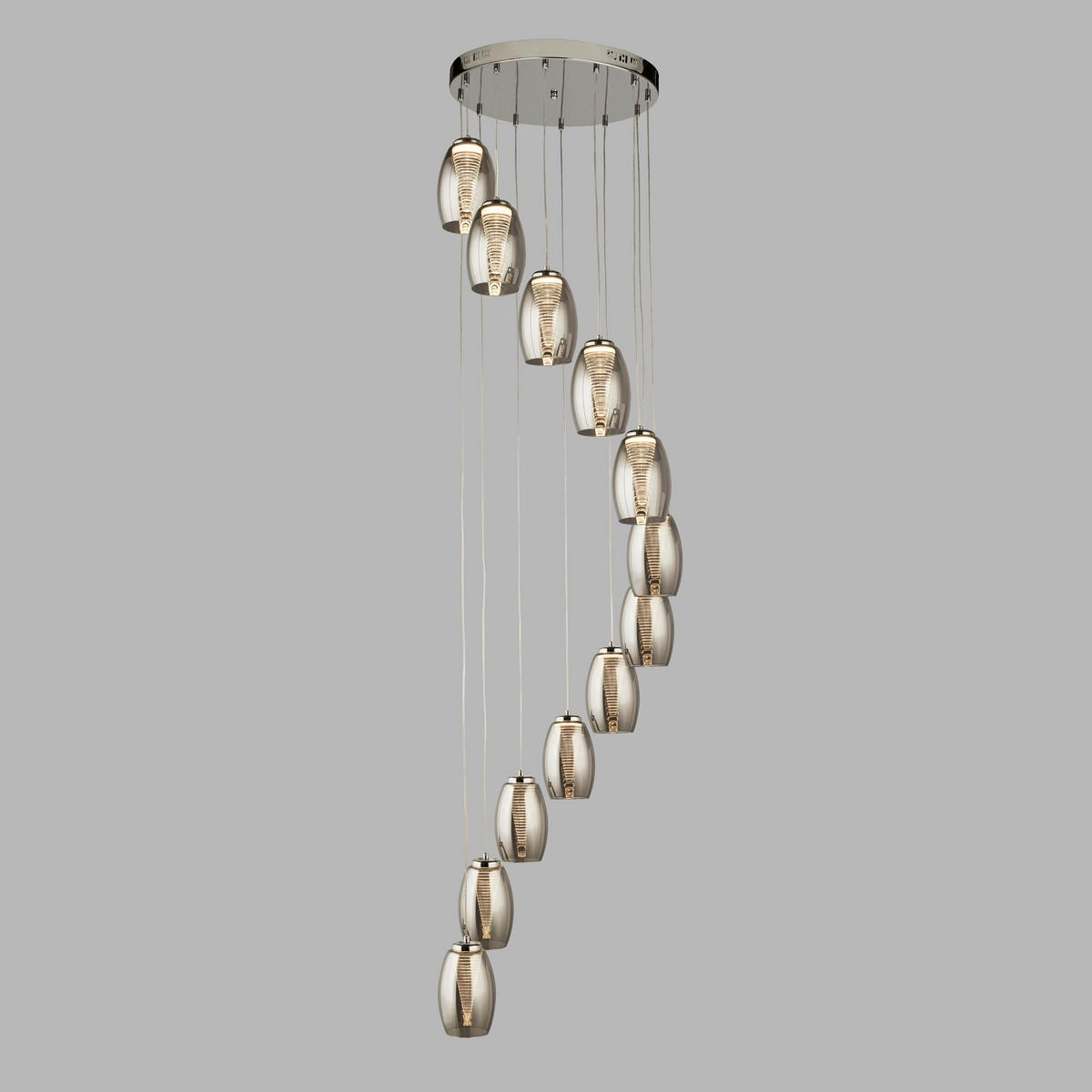 LED-PENDELLAMPA Cyclone 52/200 cm  - kromfärg, Modern, metall/glas (52/200cm)