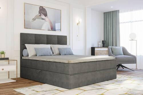 BOXBETT 140/200 cm  in Schlammfarben  - Schlammfarben/Schwarz, Konventionell, Kunststoff/Textil (140/200cm) - Boxxx