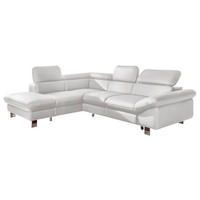 WOHNLANDSCHAFT Weiß Lederlook  - Chromfarben/Weiß, MODERN, Textil/Metall (214/266cm) - MID.YOU