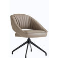 ARMLEHNSTUHL  Sitzfläche 360° drehbar, automatische Rückholfunktion  Echtleder  - Beige/Schwarz, Design, Leder/Metall (61/81/66cm) - Dieter Knoll