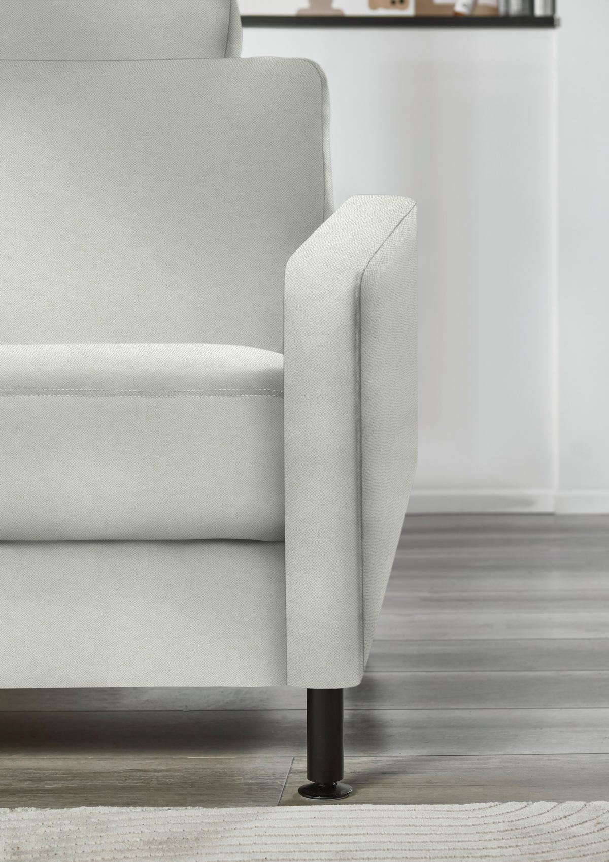 ECKSOFA  in Chenille, Flachgewebe Naturfarben  175/316 cm  - Schwarz/Naturfarben, Design, Textil/Metall (175/316cm) - Dieter Knoll