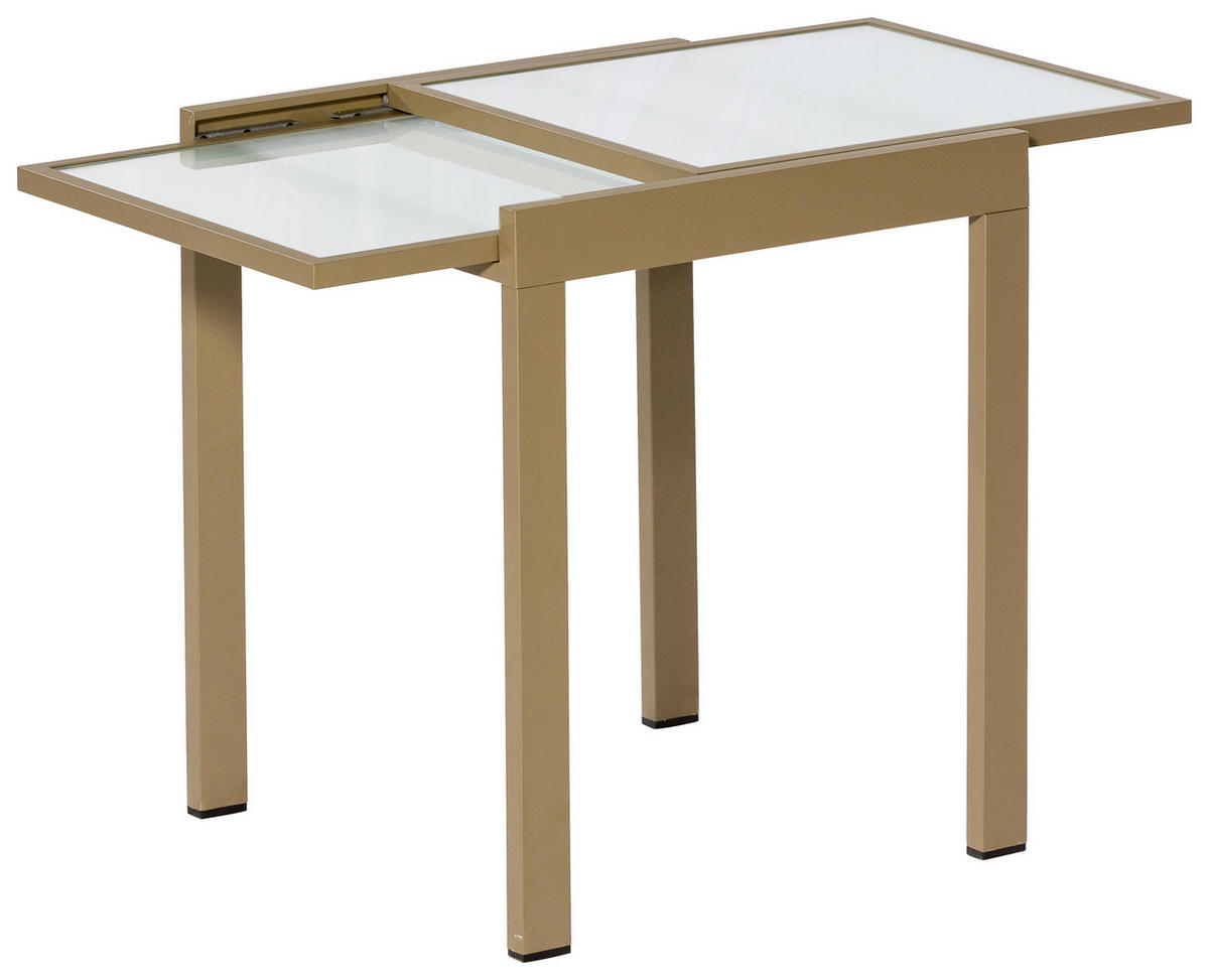 GARTENTISCH 65/65/75 cm Metall, Glas rechteckig  - Beige, KONVENTIONELL, Glas/Metall (65/65/75cm) - Gardenson