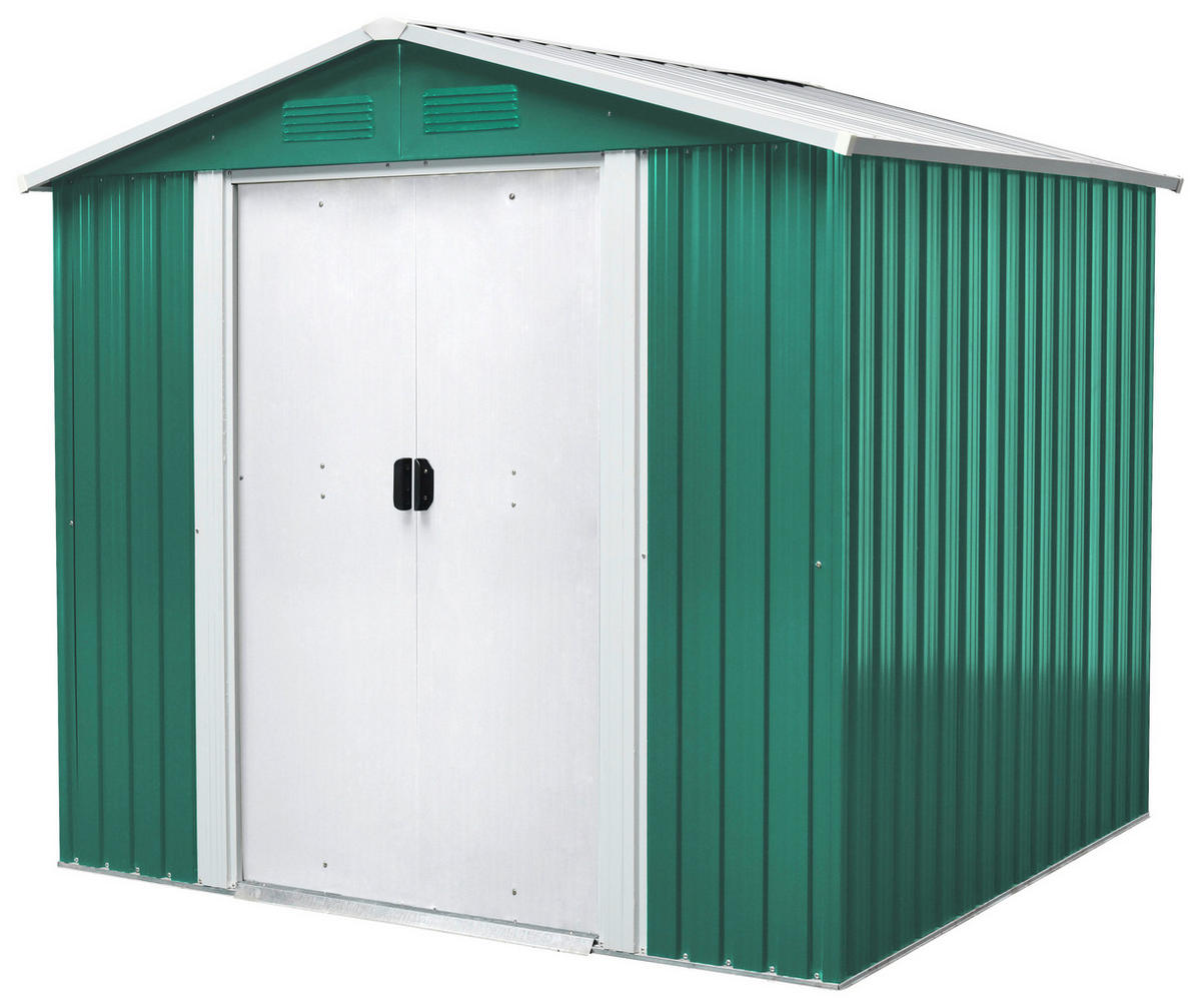GERÄTEHAUS 236/190/174 cm  - Weiß/Grün, Basics, Metall (236/190/174cm)