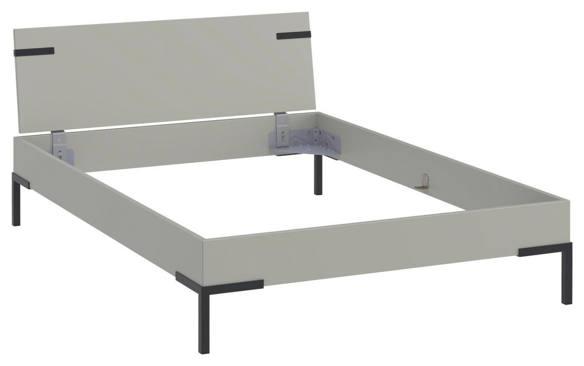 BETT 140/200 cm  in Hellgrau  - Hellgrau/Schwarz, Design, Metall (140/200cm) - Xora