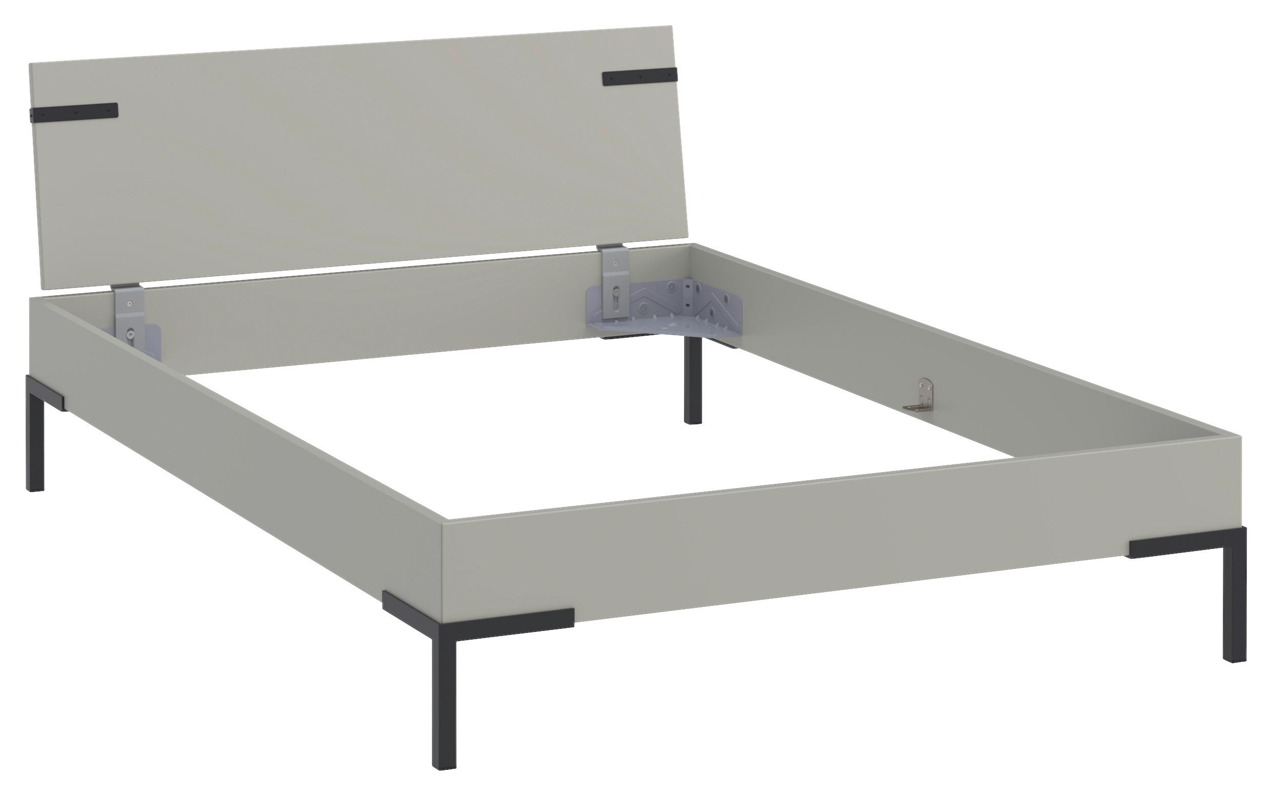 Thumbnail - Xora Bett Primolar, Hellgrau, Metall, 140x200 cm, in verschiedenen Holzdekoren erhältlich, Größen für Lattenrost geeigne...