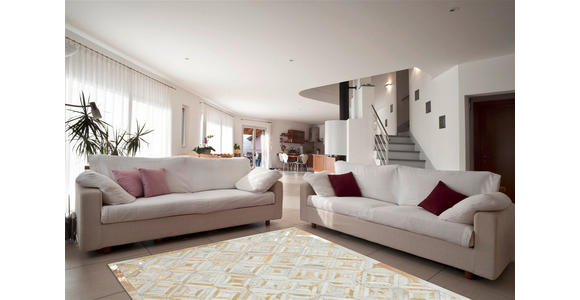 FLACHWEBETEPPICH 120/170 cm Spark 410 Elfenbein / Gold Creme, Goldfarben - Goldfarben/Creme, Design, Leder/Textil (120/170cm) - Novel