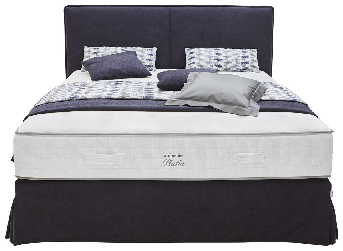 BOXSPRINGBETT 180/200 cm  in Anthrazit  - Anthrazit/Silberfarben, Konventionell, Textil/Metall (180/200cm) - Ambiente