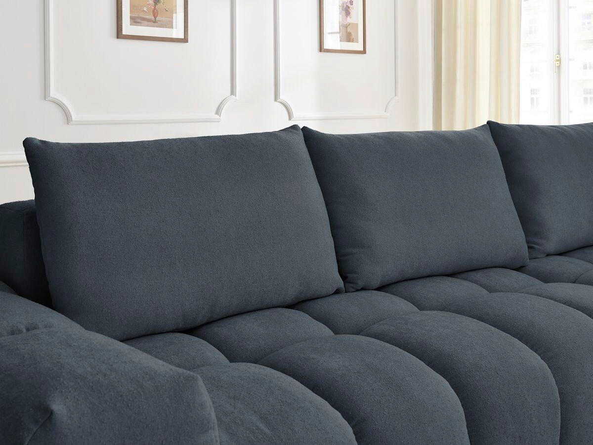 ECKSOFA Ottomane rechts  EVEREST Dunkelblau Struktur  - Schwarz/Dunkelblau, MODERN, Kunststoff/Textil (352/210cm) - Livetastic