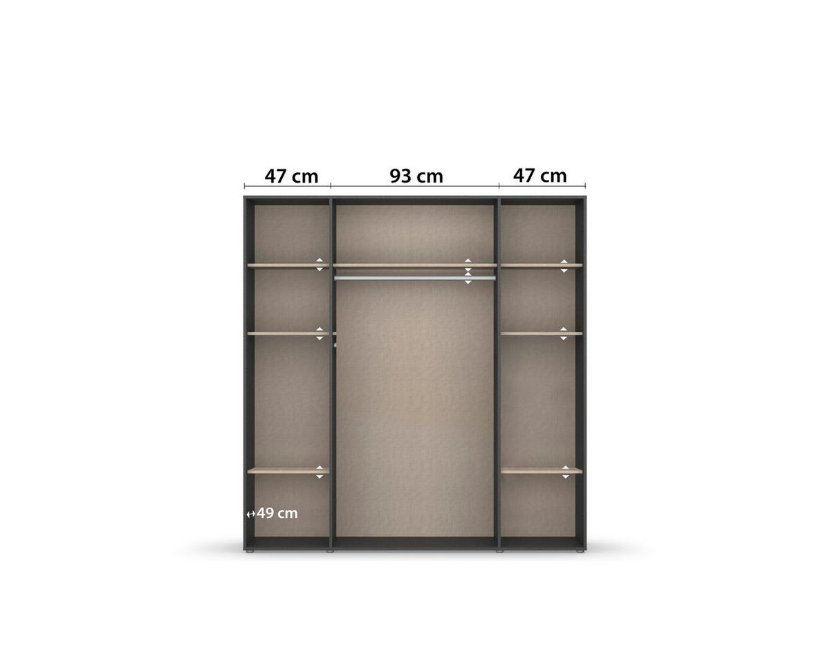 DREHTÜRENSCHRANK in Grau, Eiche Artisan  - Eiche Artisan/Grau, Modern, Holzwerkstoff/Kunststoff (187/194/53cm) - Rauch Möbel