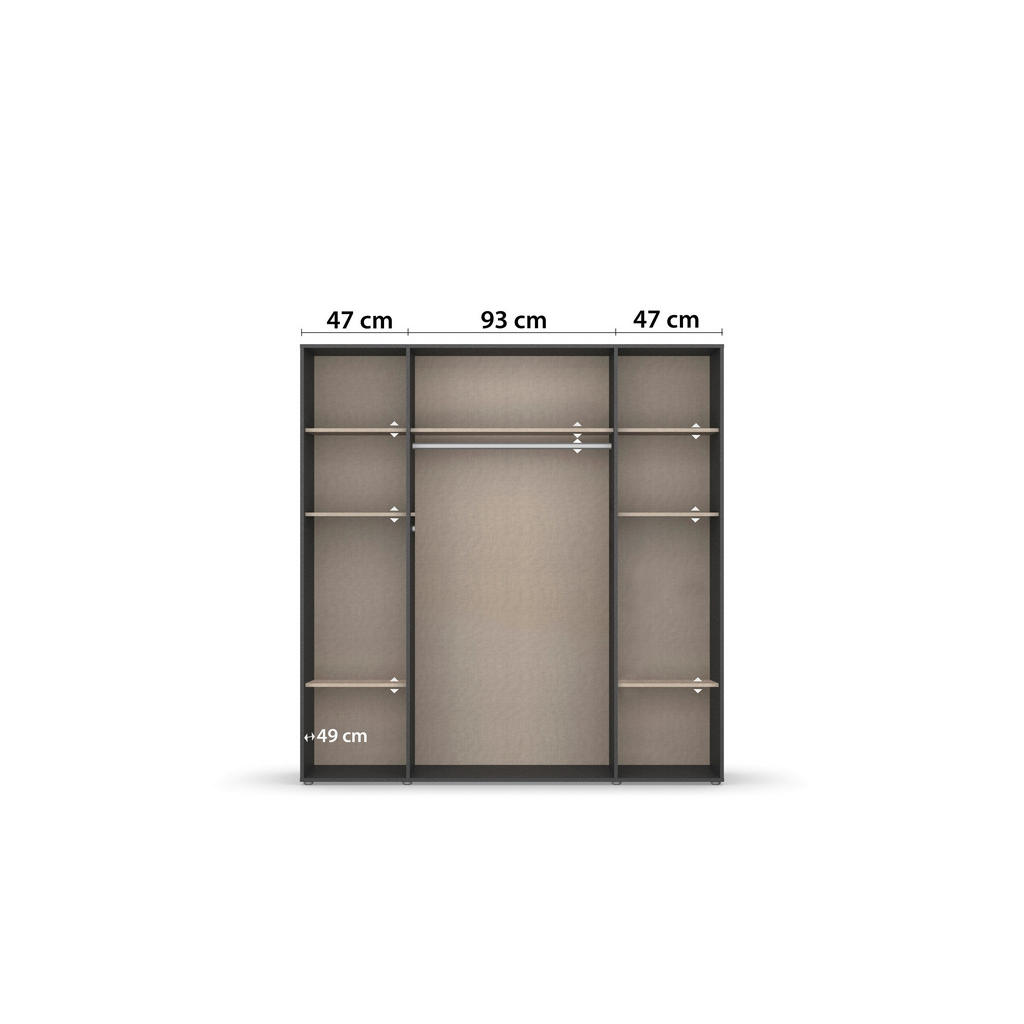 Thumbnail - Rauch Möbel Drehtürenschrank, Grau, Eiche Artisan, Kunststoff, 7 Fächer, 187x194x53 cm, Blauer Engel, BQ - Bündnis für Q...