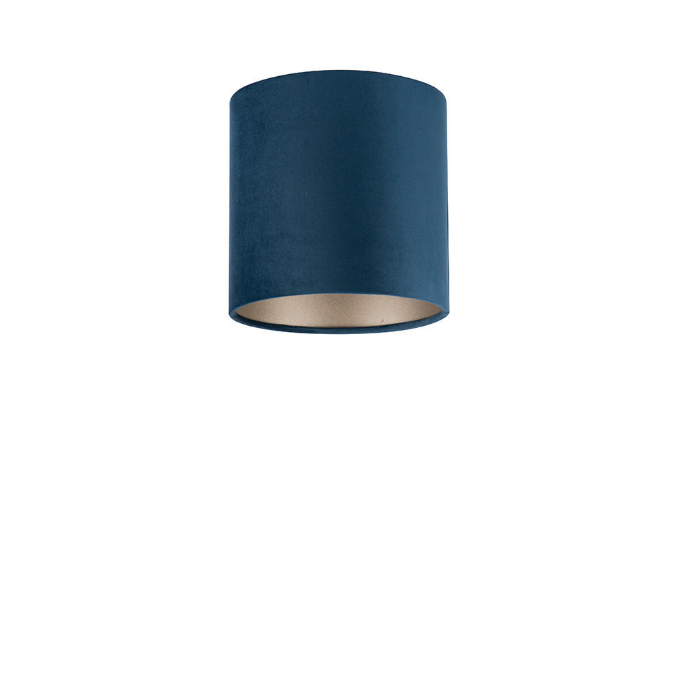 XXXLutz Leuchtenschirm Velour Silber, Dunkelblau 18 cm