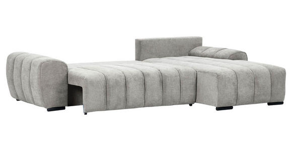 ECKSOFA Hellgrau Flachgewebe  - Hellgrau/Schwarz, KONVENTIONELL, Holz/Textil (275/180cm) - Carryhome