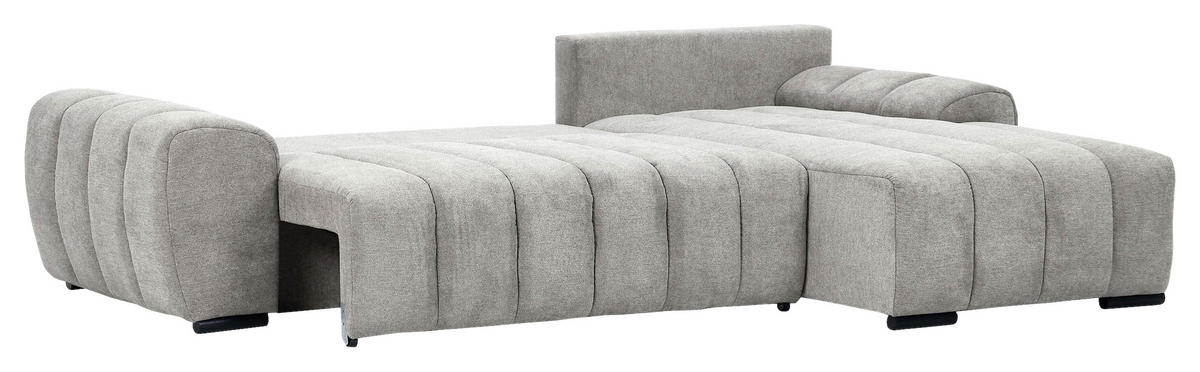 ECKSOFA Hellgrau Flachgewebe  - Hellgrau/Schwarz, KONVENTIONELL, Holz/Textil (275/180cm) - Carryhome