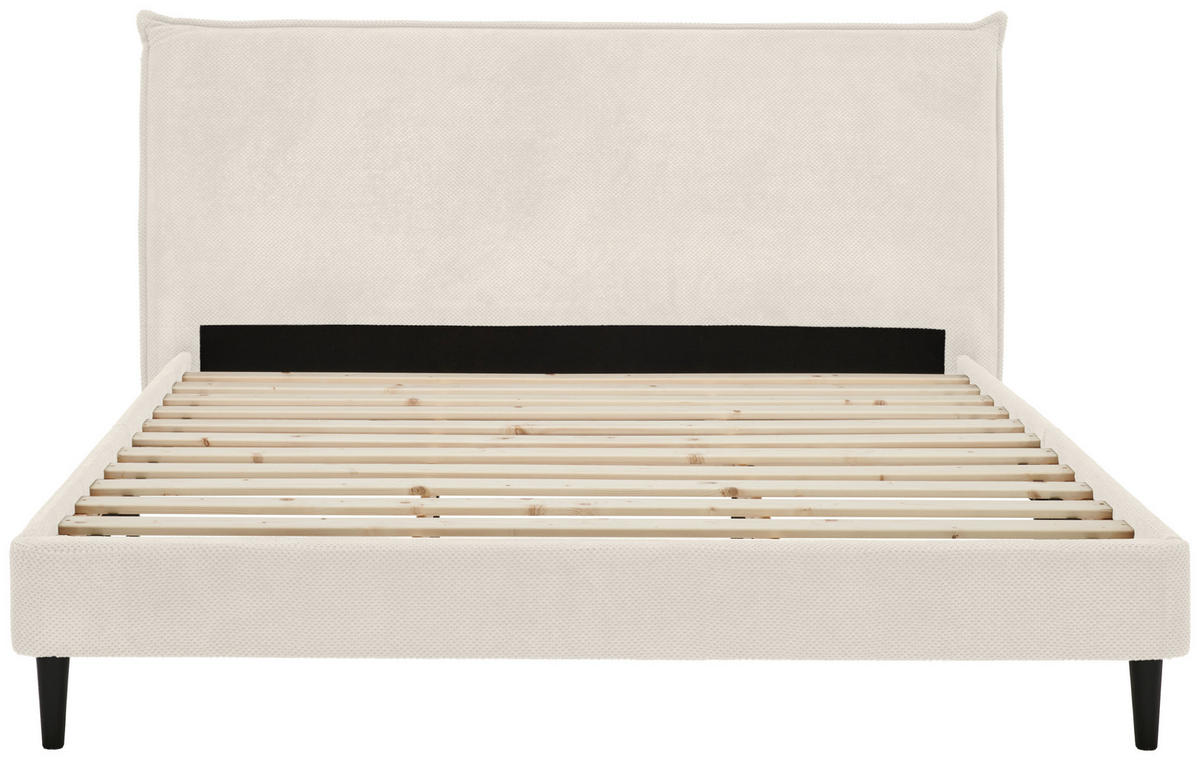 ČALÚNENÁ POSTEĽ, 180/200 cm, krémová - čierna/prírodná farba, Modern, drevo/textil (180/200cm) - Livetastic