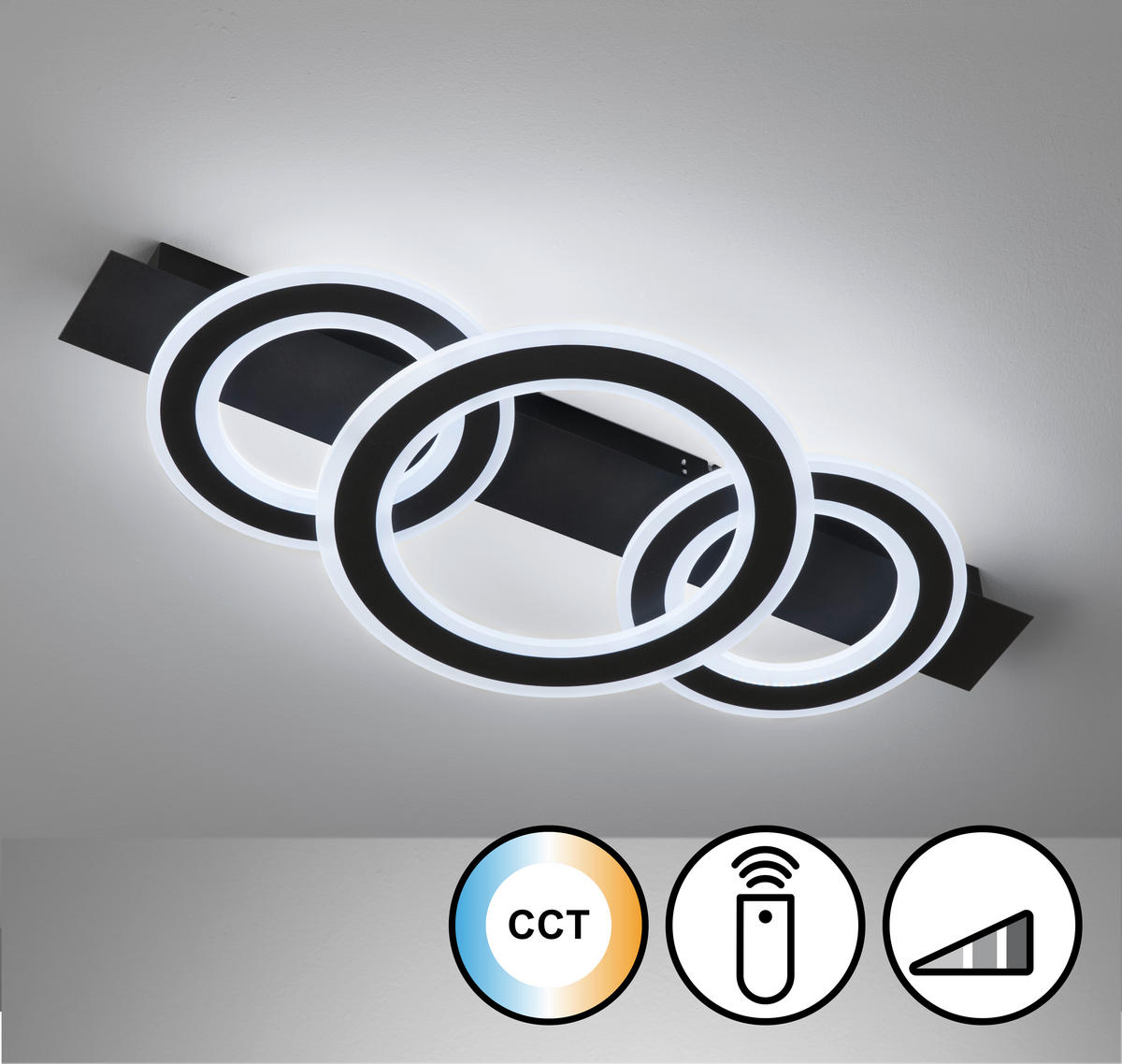 LED-DECKENLEUCHTE Circle 76,5/36/8 cm   - Schwarz/Weiß, Design, Metall (76,5/36/8cm) - Fischer & Honsel