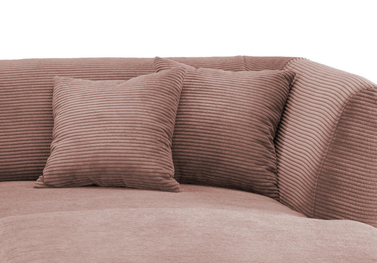 ECKSOFA in Cord Rosa  - Schwarz/Rosa, Modern, Holz/Textil (264/160cm) - MID.YOU