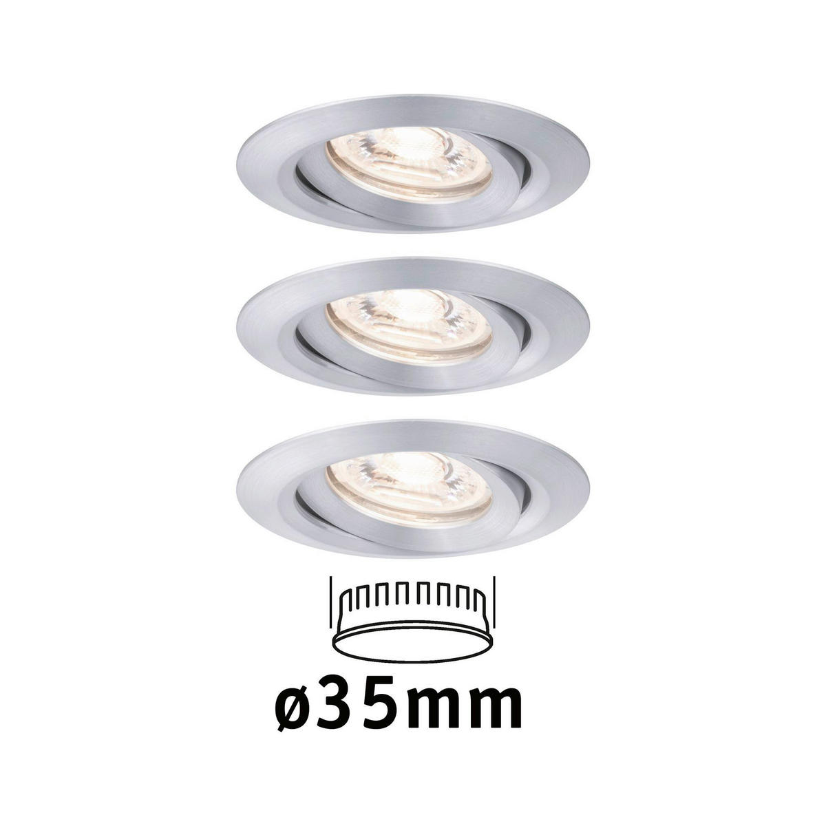 LED-EINBAUSPOT SET 6,6 cm  - Alufarben, Design, Metall (6,6cm) - Paulmann