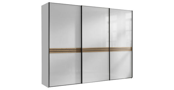 SCHWEBETÜRENSCHRANK  in Weiß, Eiche Artisan  - Graphitfarben/Weiß, Design, Glas/Holzwerkstoff (280/222/68cm) - Moderano