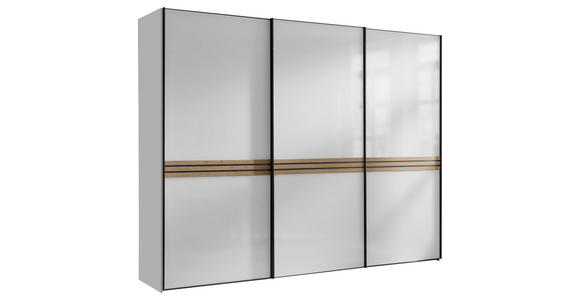 SCHWEBETÜRENSCHRANK  in Weiß, Eiche Artisan  - Graphitfarben/Weiß, Design, Glas/Holzwerkstoff (249/222/68cm) - Moderano