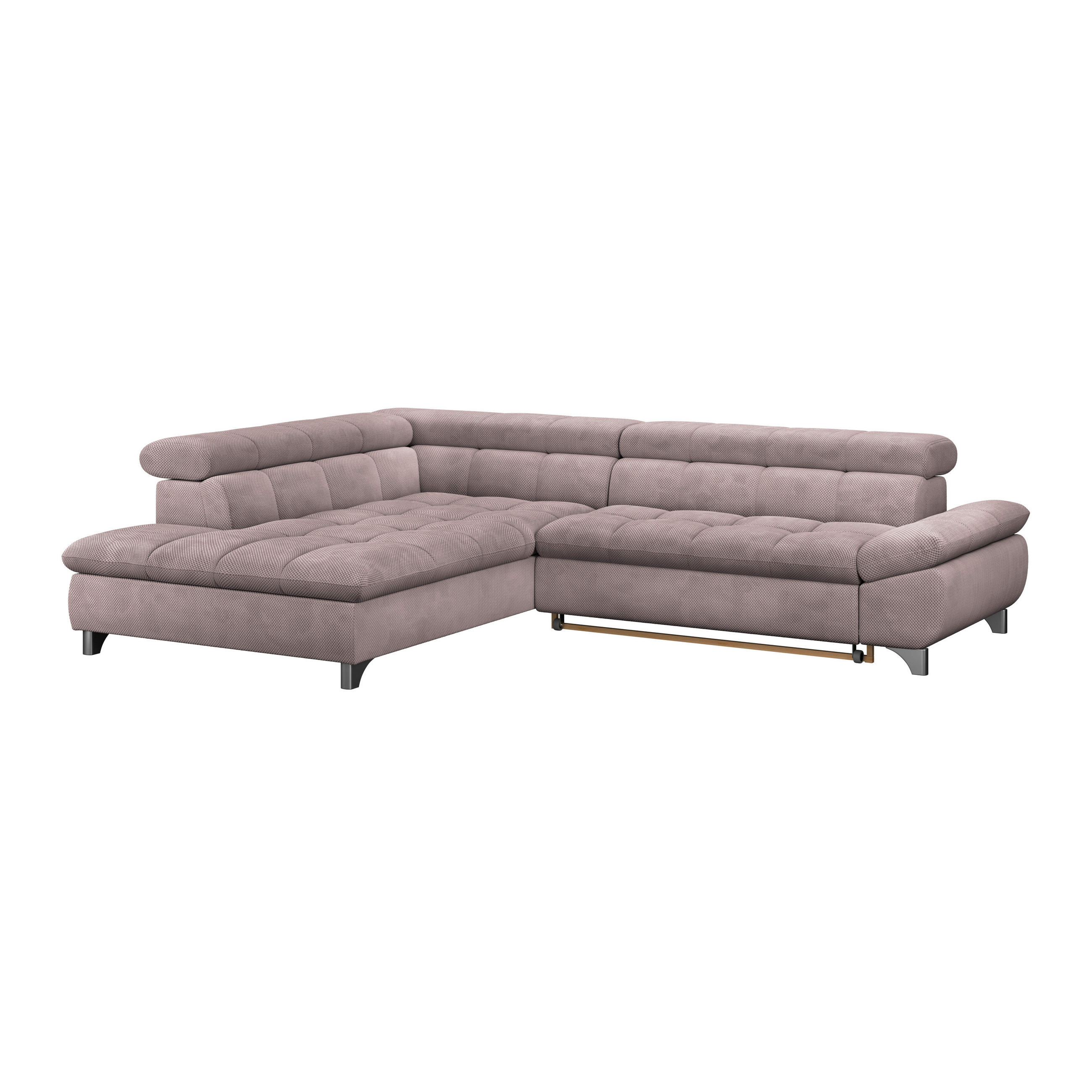 ECKSOFA Rosa Chenille  - Chromfarben/Rosa, KONVENTIONELL, Textil/Metall (234/312cm) - Livetastic