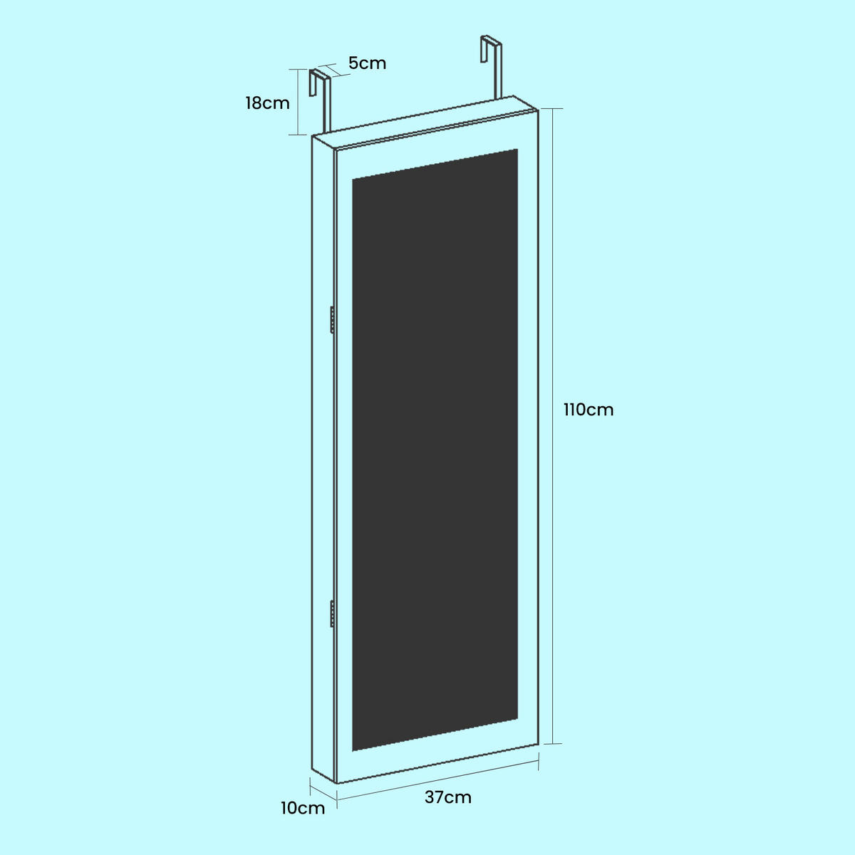 SCHMUCKSCHRANK - Weiß, Basics, Holzwerkstoff/Metall (37/110/10cm)