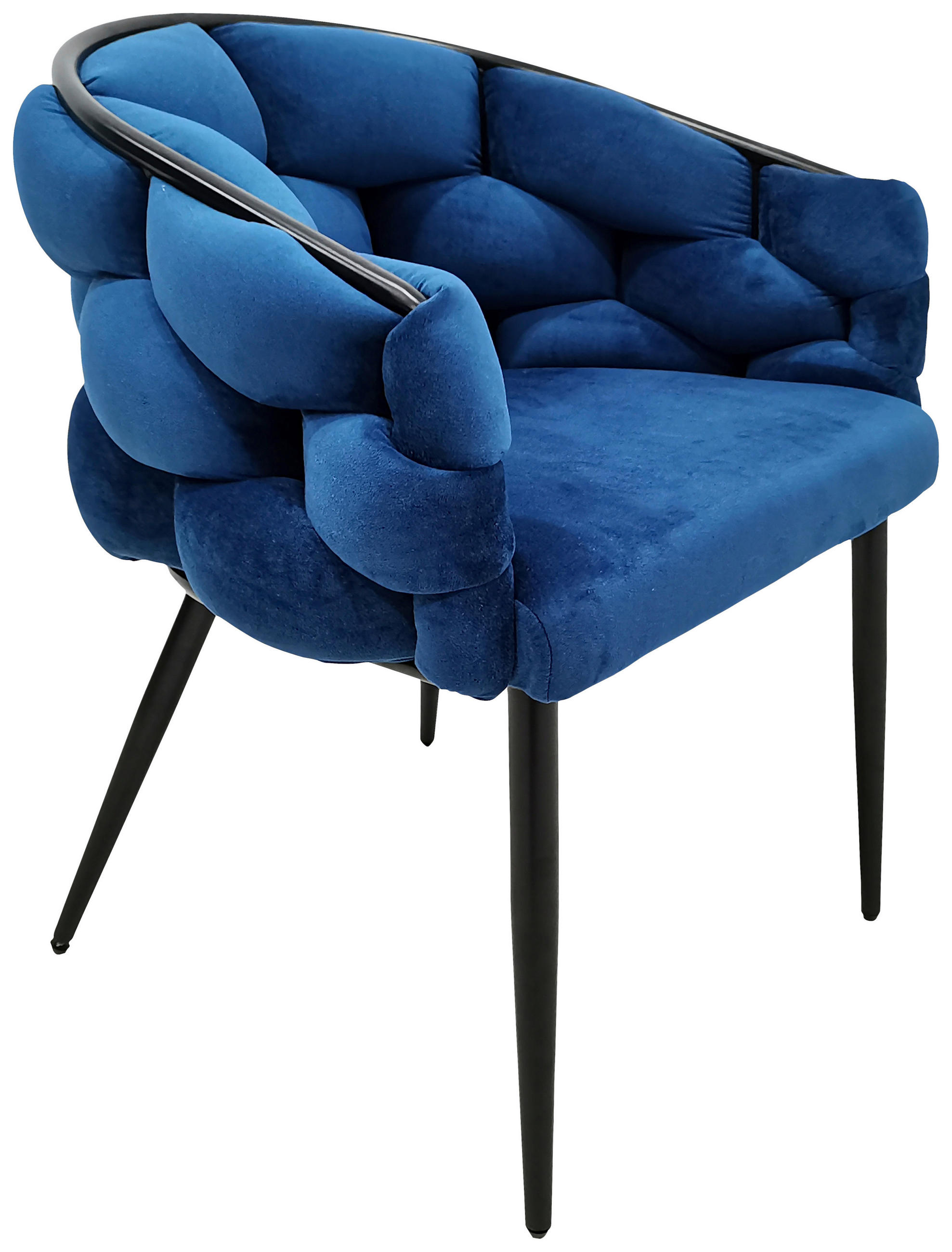 SADA ŽIDLÍ S PODRUČKAMI 2 kusy - modrá/černá, Moderní, kov/textil (65/79/61cm) - MID.YOU